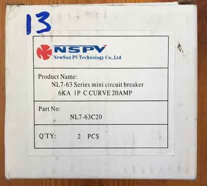 NSPV Single pole AC 20A Circuit breakers 2 Pack 240V 6KA