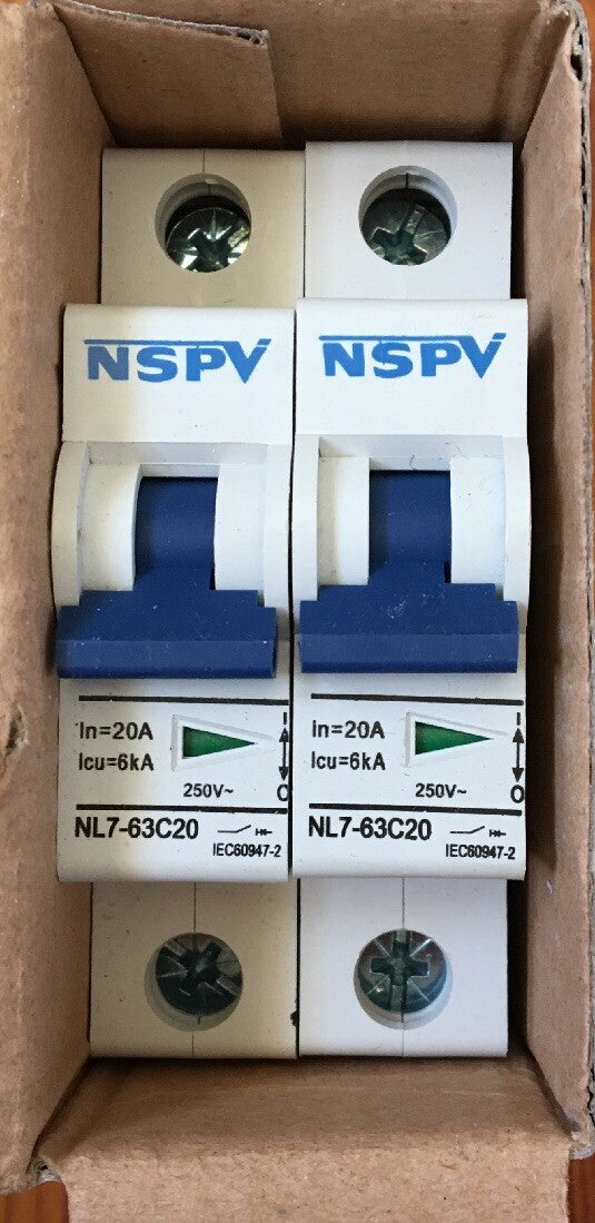 NSPV Single pole AC 20A Circuit breakers 2 Pack 240V 6KA