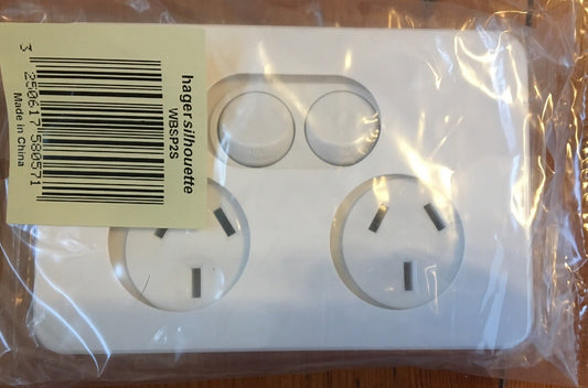 Hager SILHOUETTE TWIN SWITCHED POWERPOINT SOCKET GPO 10A 250V, Horizontal WHITE