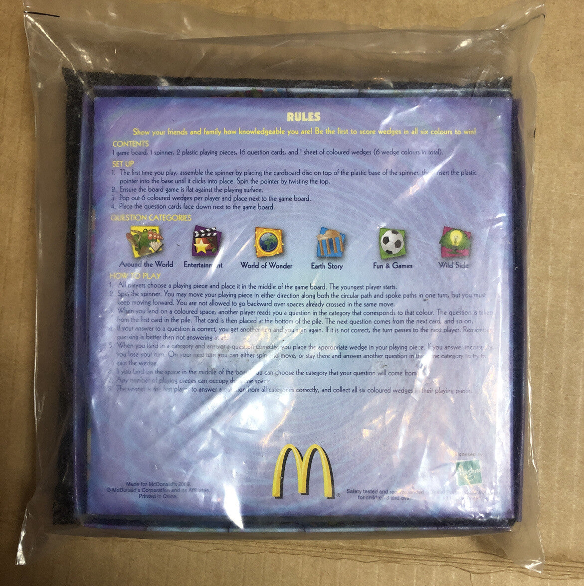 McDonalds happy meal Trivial Pursuit game board sealed toy 2009