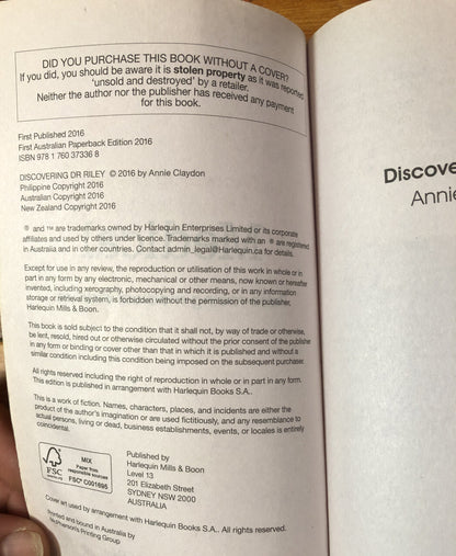 Discovering Dr Riley Annie Claydon Mills Boon In ok Condition