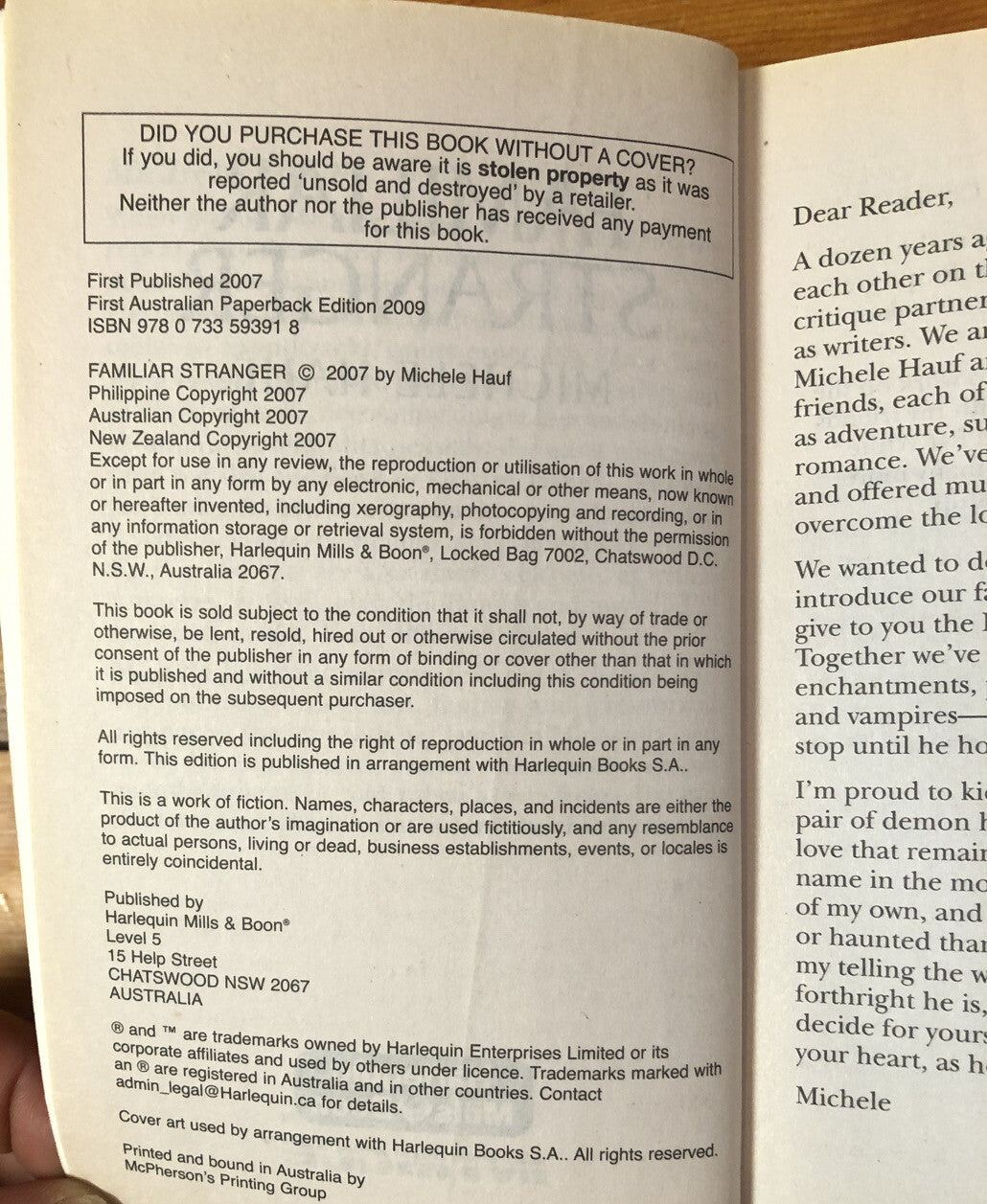 Familiar Stranger Michele Hauf Mills Boon In ok Condition