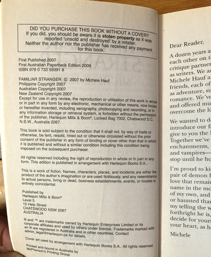 Familiar Stranger Michele Hauf Mills Boon In ok Condition