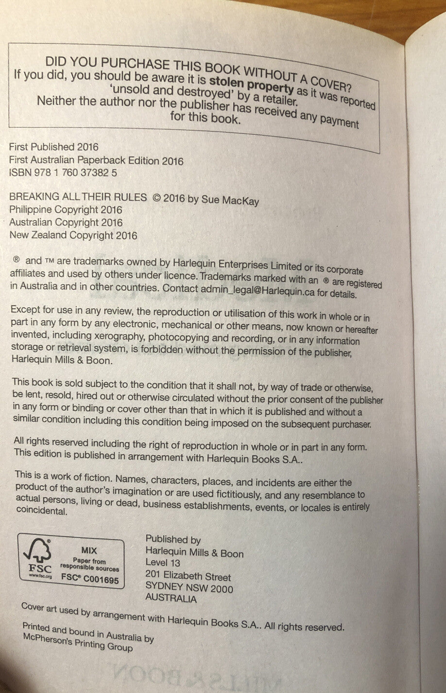 Breaking All Their Rules Sue Mackay In good Condition