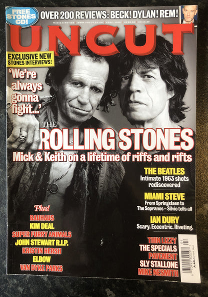 UNCUT UK mag #131 APRIL 2008 ROLLING STONES Beatles THIN LIZZY Stallone REM Dury