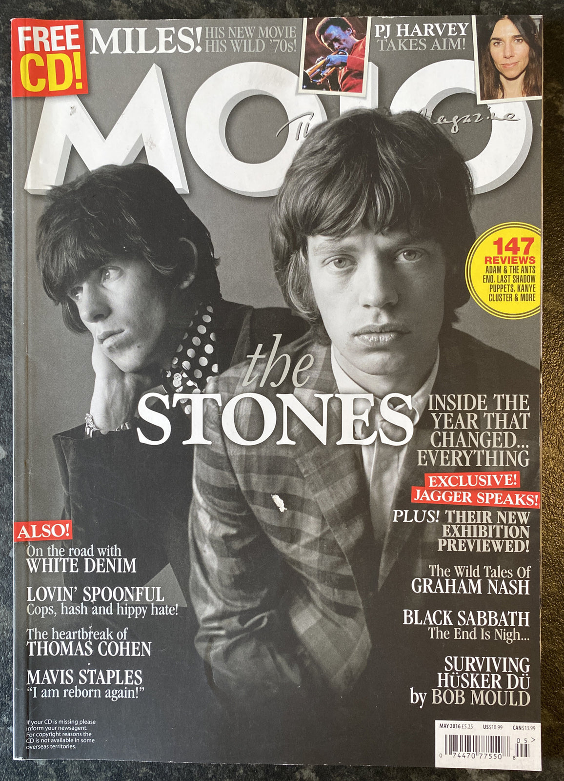 MOJO MAGAZINE #270 MAY 2016 - THE STONES - PJ HARVEY - WHITE DENIM - NO CD