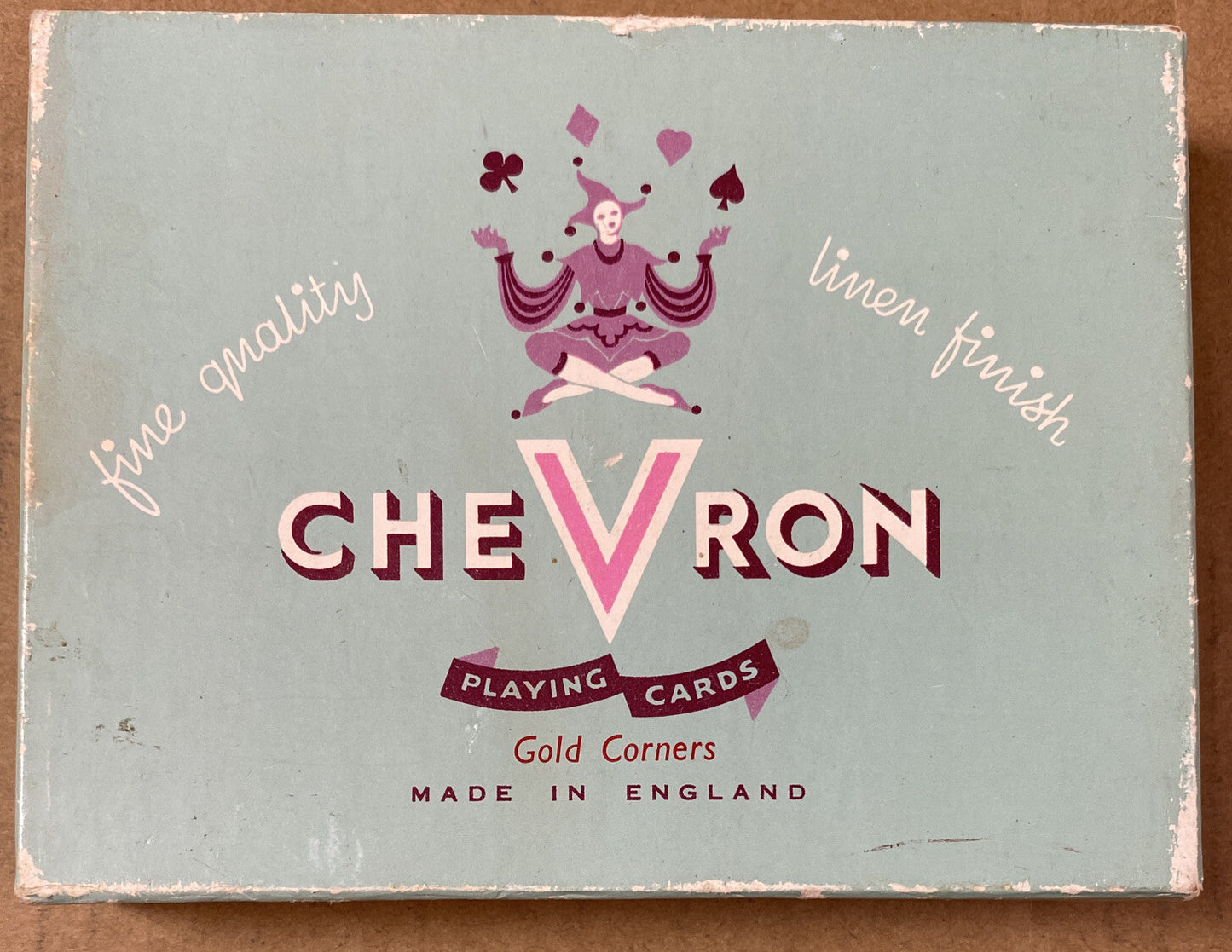 Chevron  Playing Cards Gold Corners Made In England In Good Condition 1940's
