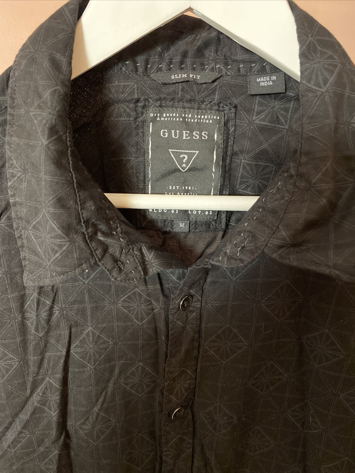 Guess Black Dress Long Sleeve Shirt Medium Slim Fit In Good Condition