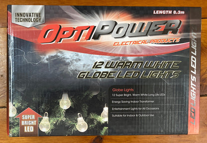 Brand New Set of 12 Party Globe Style Lights - Warm White LED 3.6M Lit Length