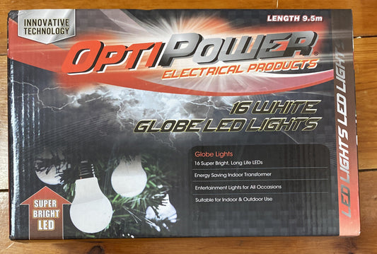 Brand New Set of 16 Party Globe Style Lights - Warm White LED 9.5M Lit Length