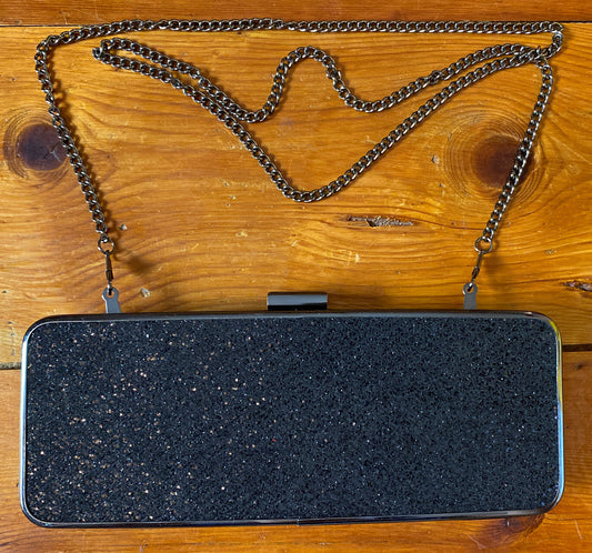 Colette  Hard Clutch Purse Black Glitter in good condition