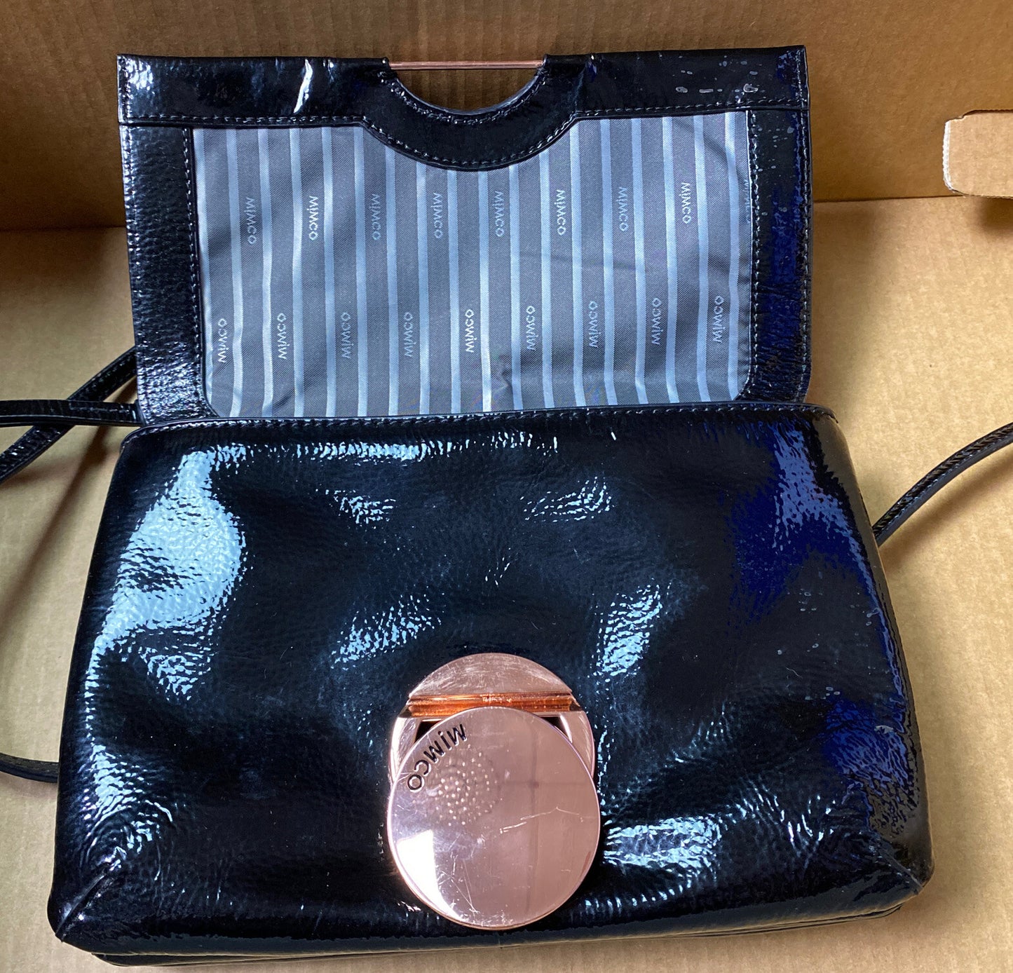 M658 Mimco Handbag Purse Clutch Black In Good Condition + Free Post