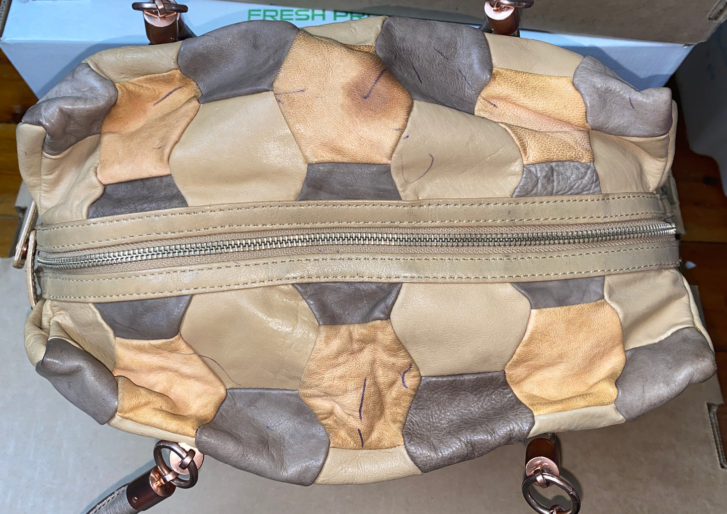 M647 Mimco Large Handbag Beige Tan Brown colour In Good Condition + Free Post