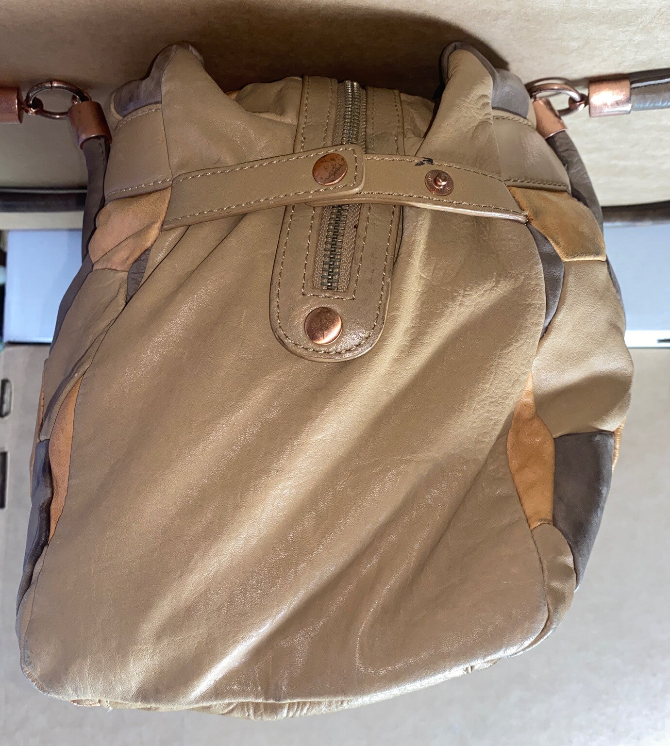 M647 Mimco Large Handbag Beige Tan Brown colour In Good Condition + Free Post
