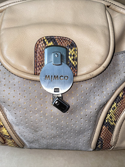 M646 Mimco Large Handbag Beige Tan Brown colour In Good Condition + Free Post