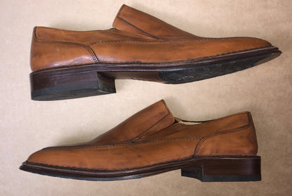 Mens A. Lanon Venezia Brown Leather Slip On Work Shoes Size 43 Italy Made