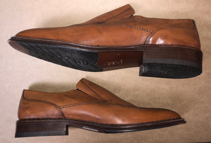 Mens A. Lanon Venezia Brown Leather Slip On Work Shoes Size 43 Italy Made