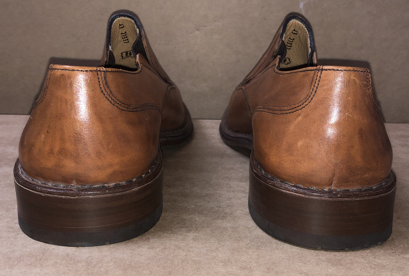 Mens A. Lanon Venezia Brown Leather Slip On Work Shoes Size 43 Italy Made