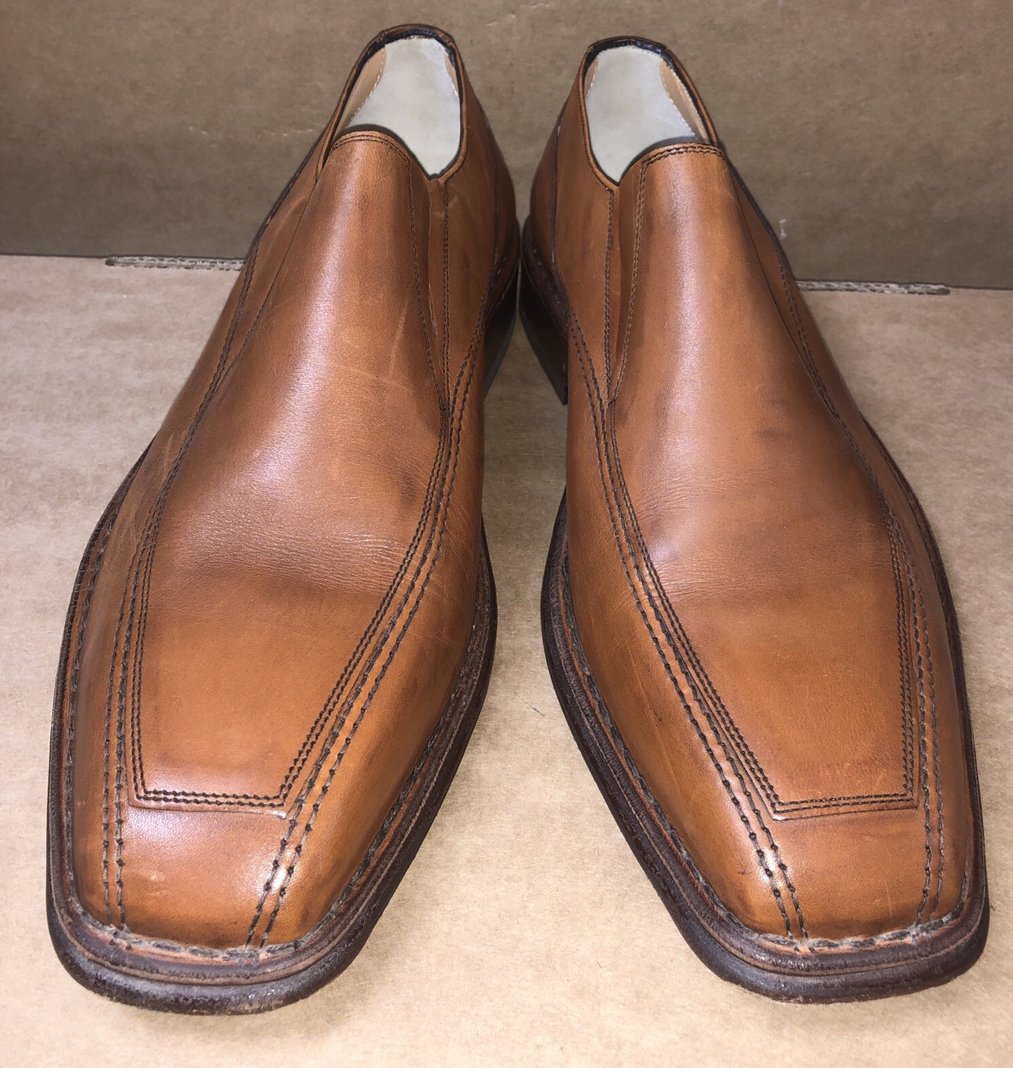 Mens A. Lanon Venezia Brown Leather Slip On Work Shoes Size 43 Italy Made