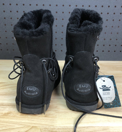EMU Australia Waterproof Boots Wool Insole Lace Up Black Sizing 6 Mens 7 Women's