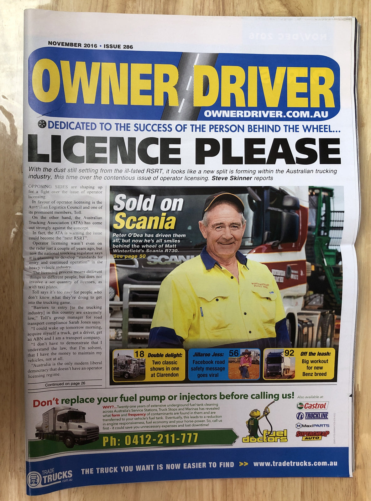 Owner Driver Newspaper Magazine 2016 November #286 In Good Condition