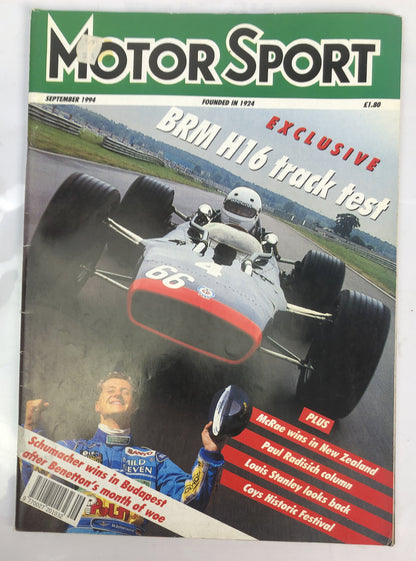 Motor Sport September 1994 Magazine Vintage In Good Condition