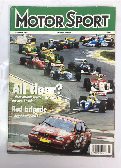 Motor Sport February 1994 Magazine Vintage In Good Condition
