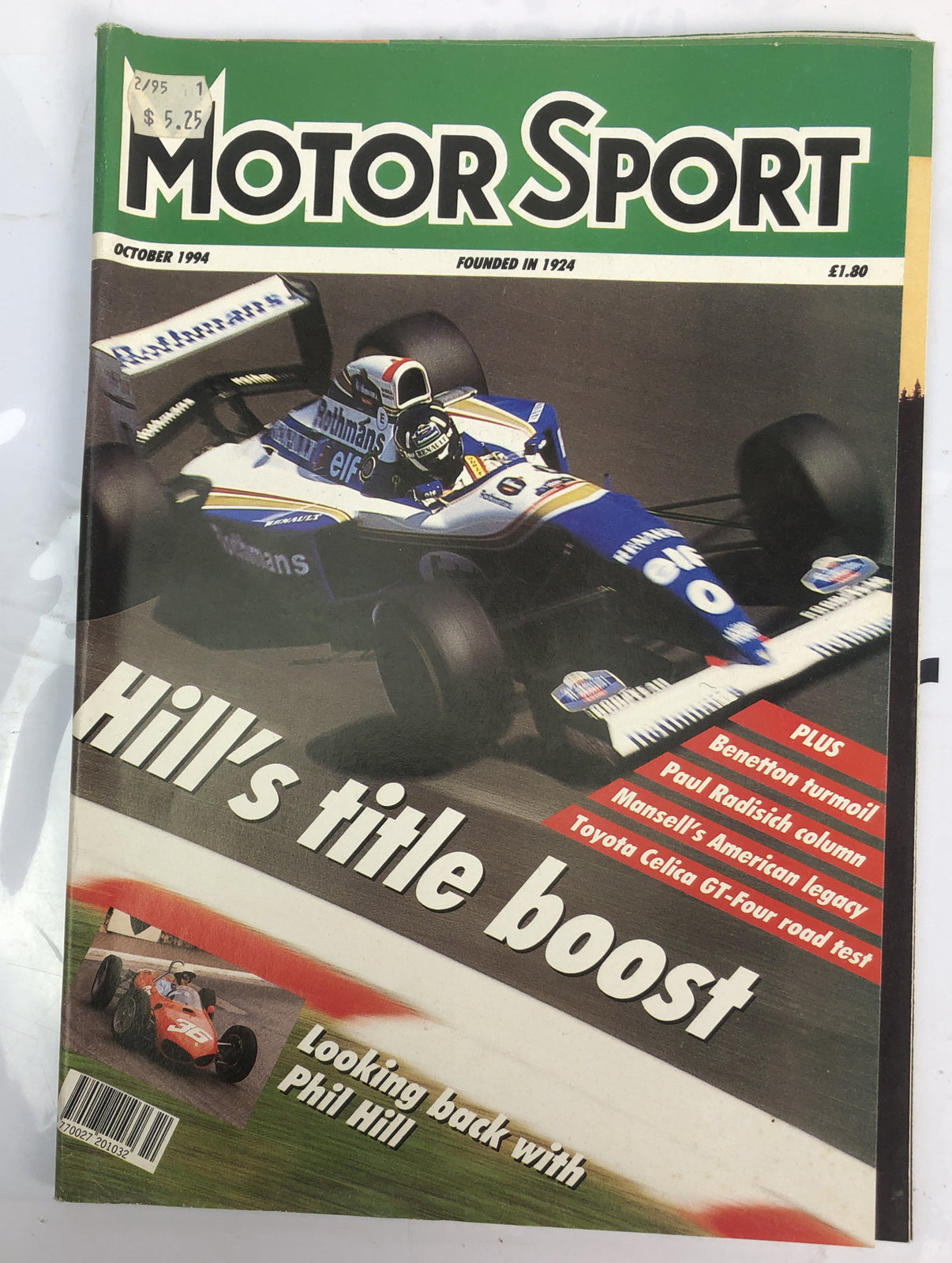 Motor Sport October 1994 Magazine Vintage In OK Condition