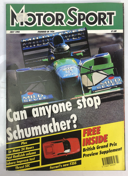 Motor Sport July 1994 Magazine Vintage In Good Condition