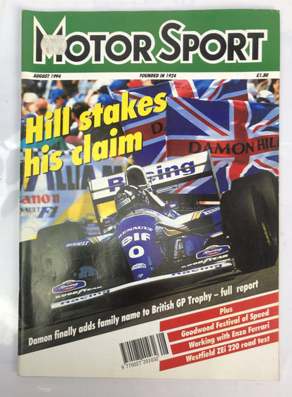 Motor Sport August 1994 Magazine Vintage In Good Condition