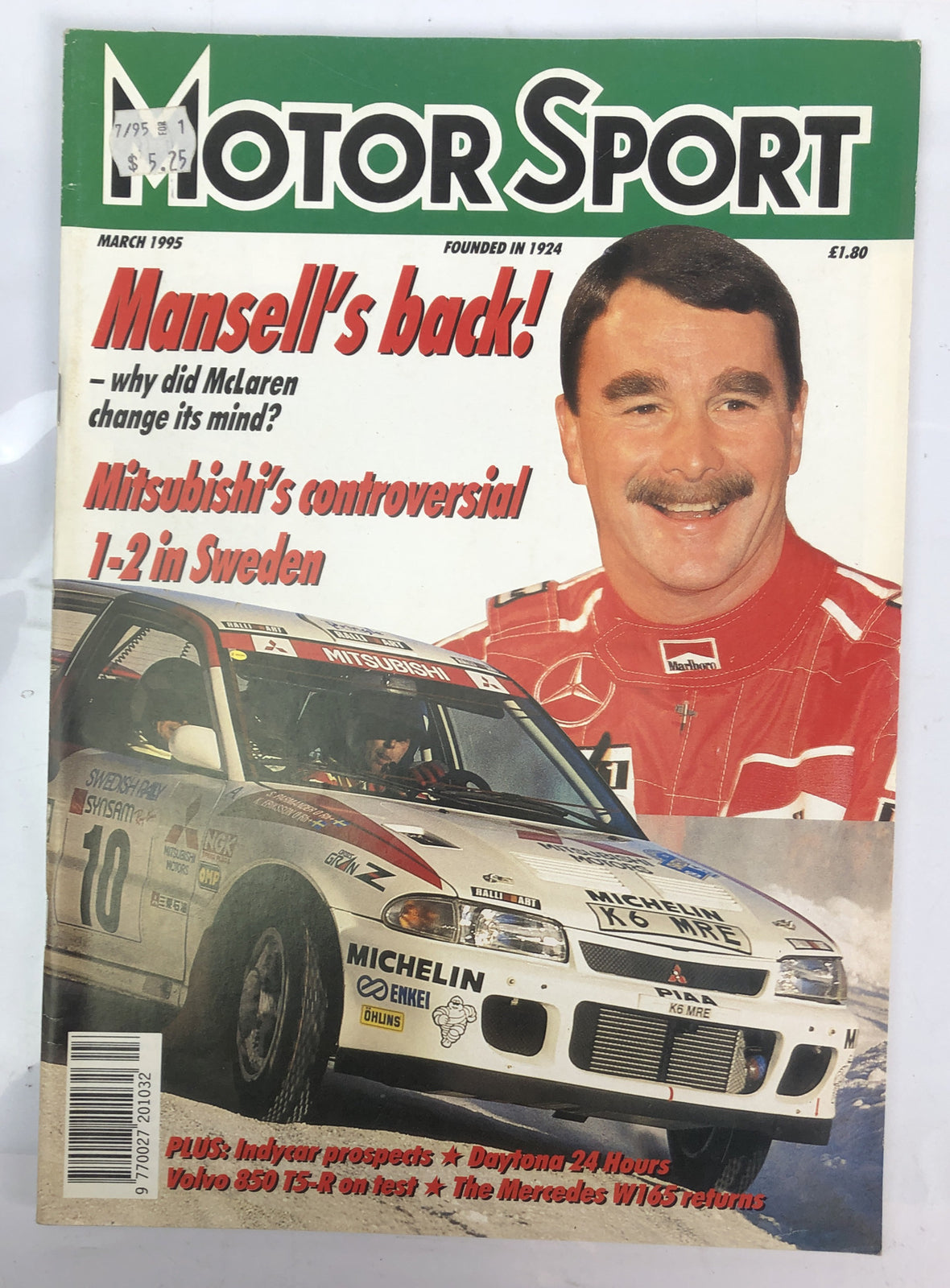Motor Sport March 1995 Magazine Vintage In Good Condition