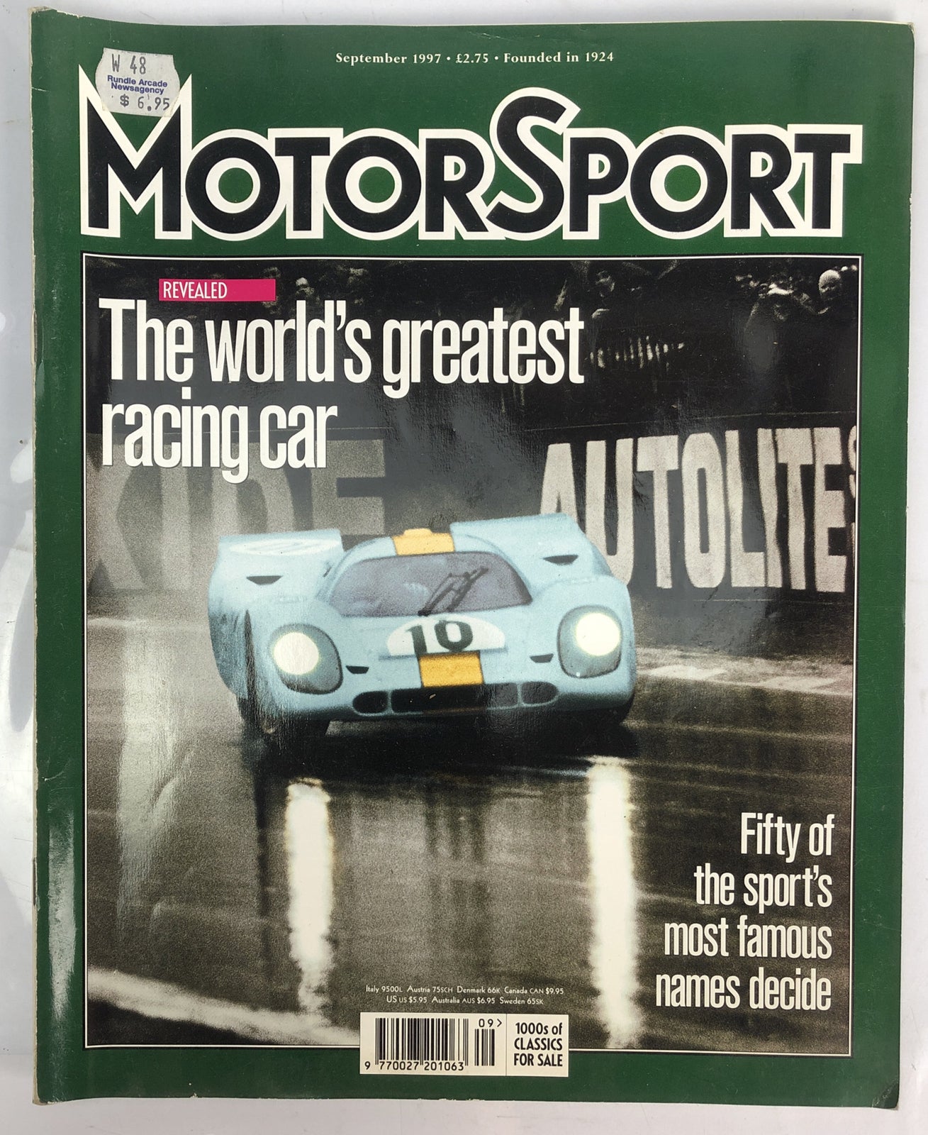 Motor Sport September 1997 Magazine Vintage In Good Condition