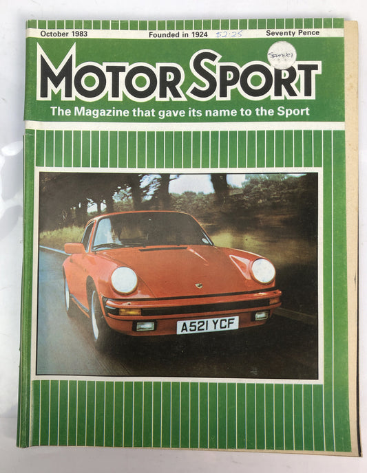 Motor Sport October 1983 Magazine Vintage In OK Condition