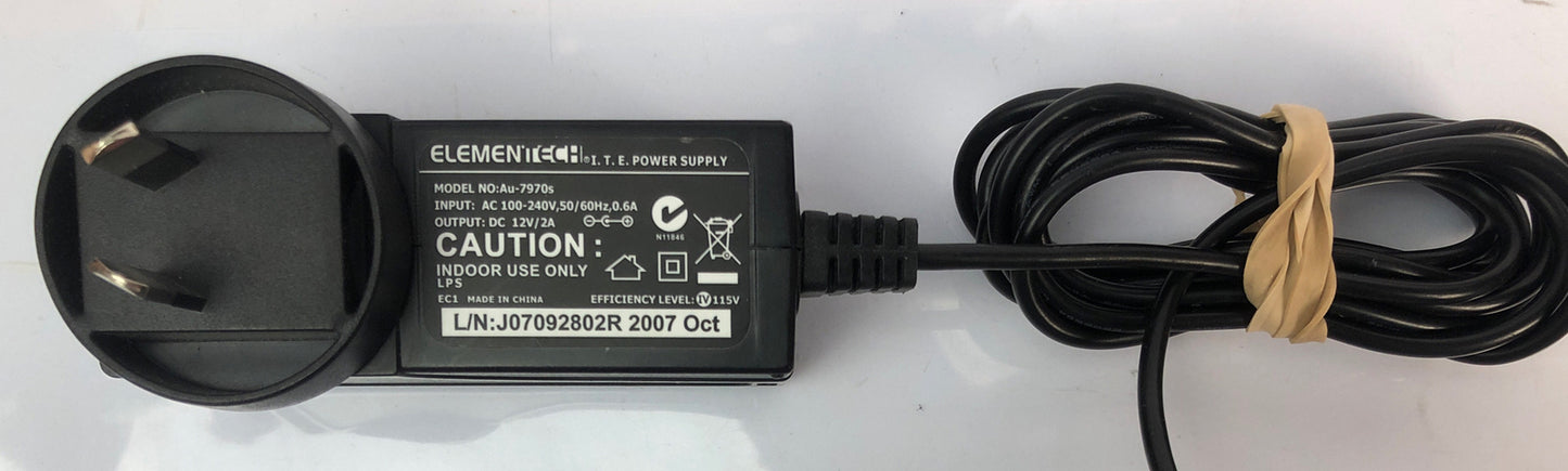 Elementech I.T.E Power Supply Model: AU-7970s.  Output 12v/2Amp 240V Mains