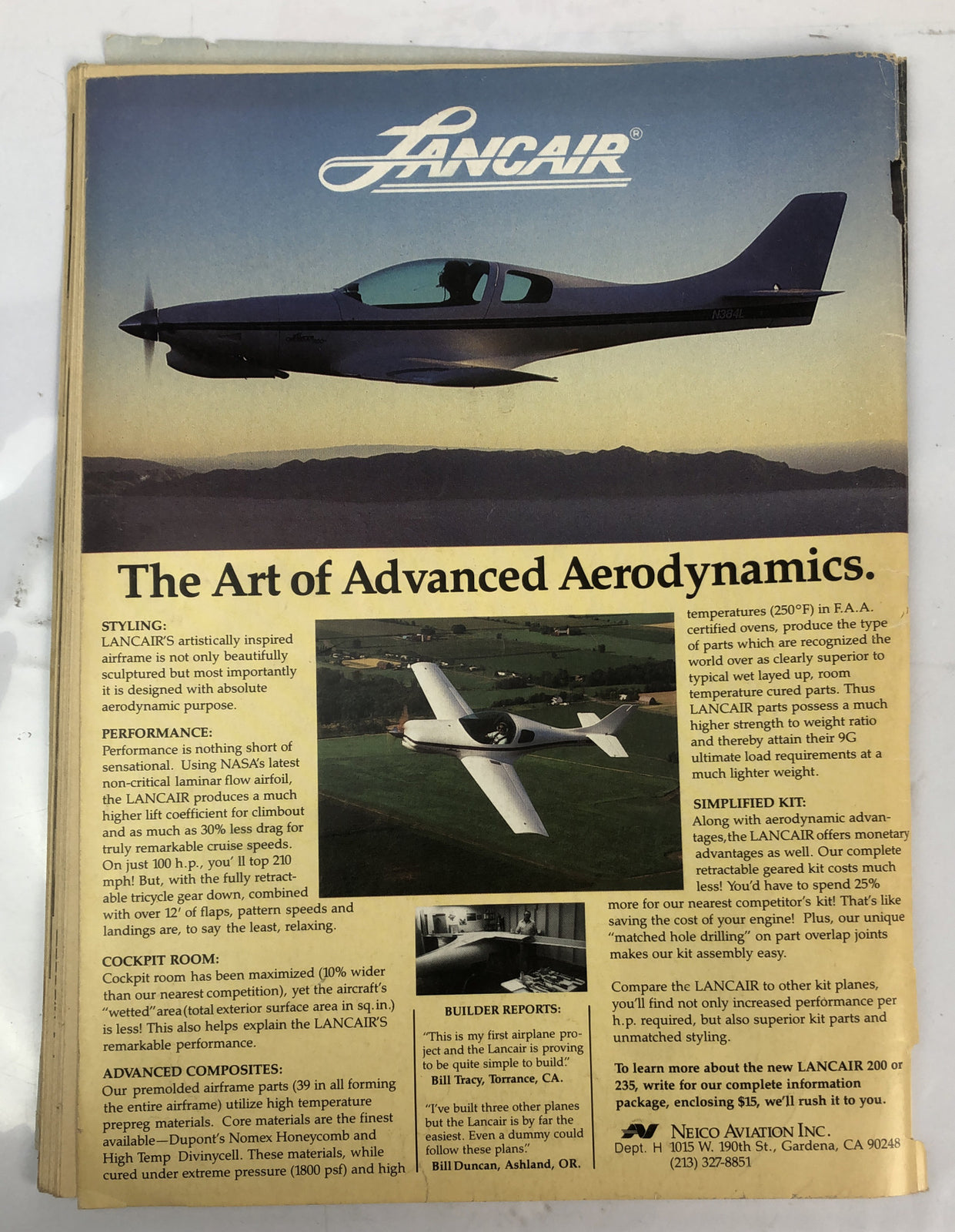 Home Built Aircraft April 1986 Magazine In Poor Condition