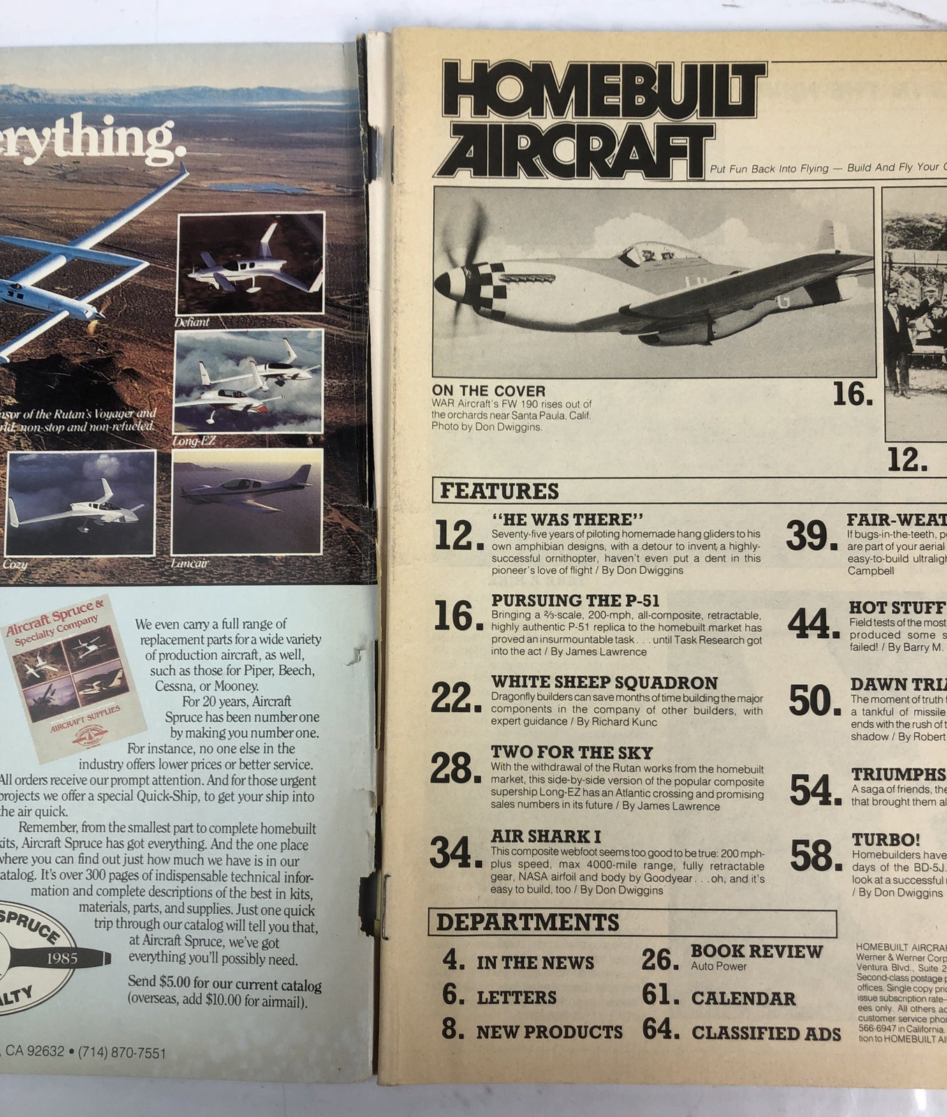 Home Built Aircraft April 1986 Magazine In Poor Condition