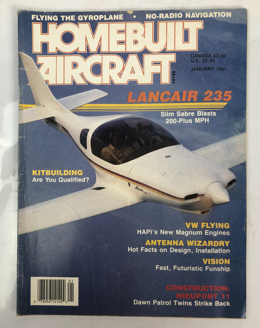 Home Built Aircraft January 1987 Magazine In Good Condition