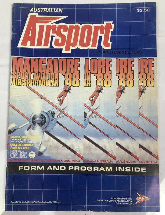 Australian Air Sport March/April 1988 Magazine In Good Condition
