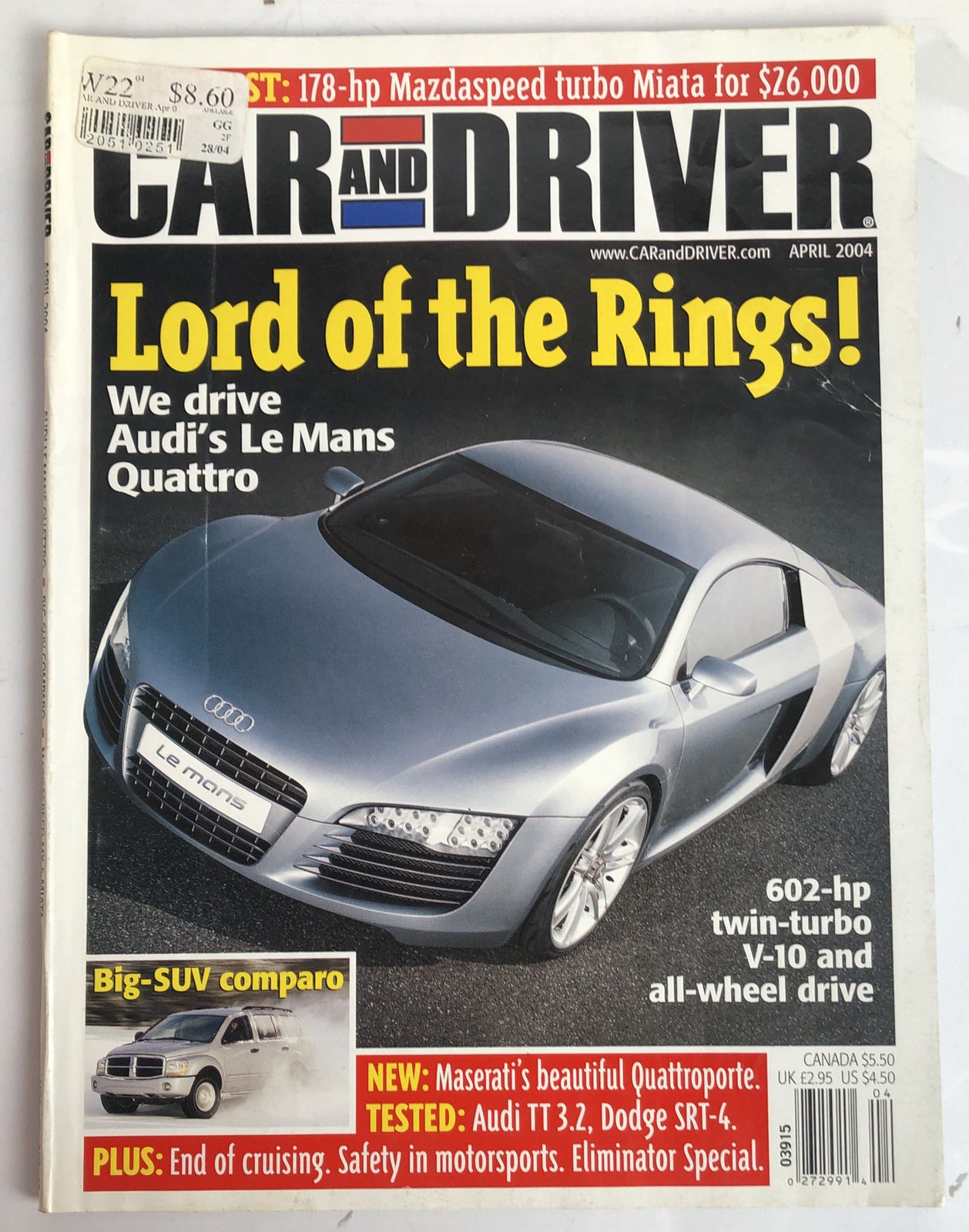 Car And Driver Magazine April 2004 Vintage In Good Condition