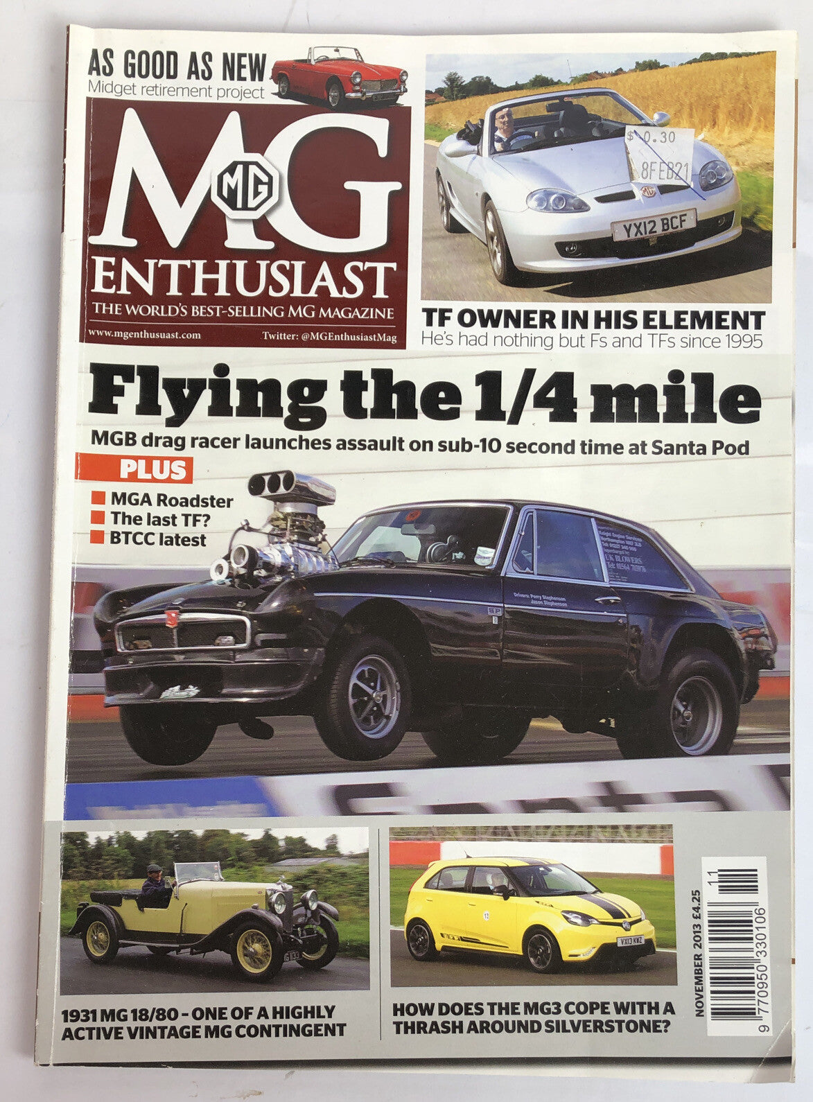 MG Enthusiast November 2013 Magazine Vintage In Good Condition