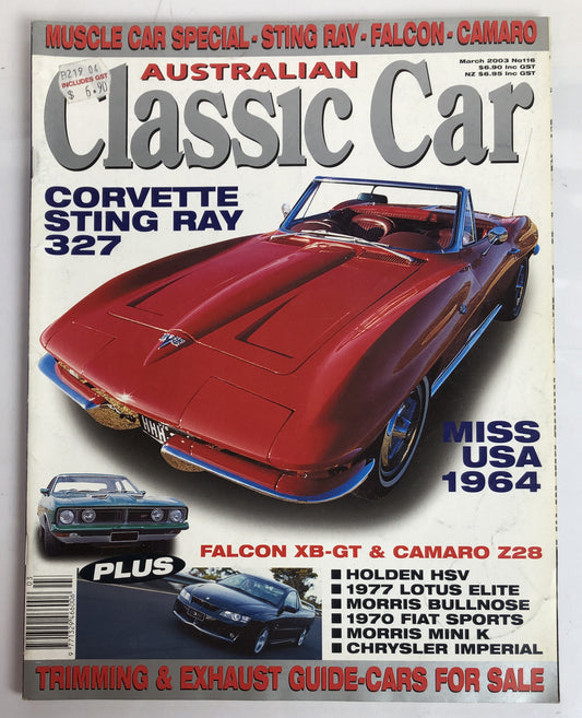 Australian Classic Car March 2003 Magazine Vintage In Good Condition