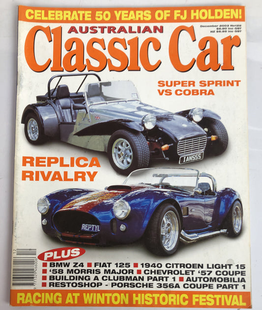 Australian Classic Car December 2003 Magazine Vintage In Good Condition