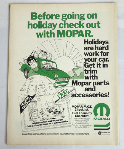 Popular Motoring July 1978 Magazine Vintage In Good Condition