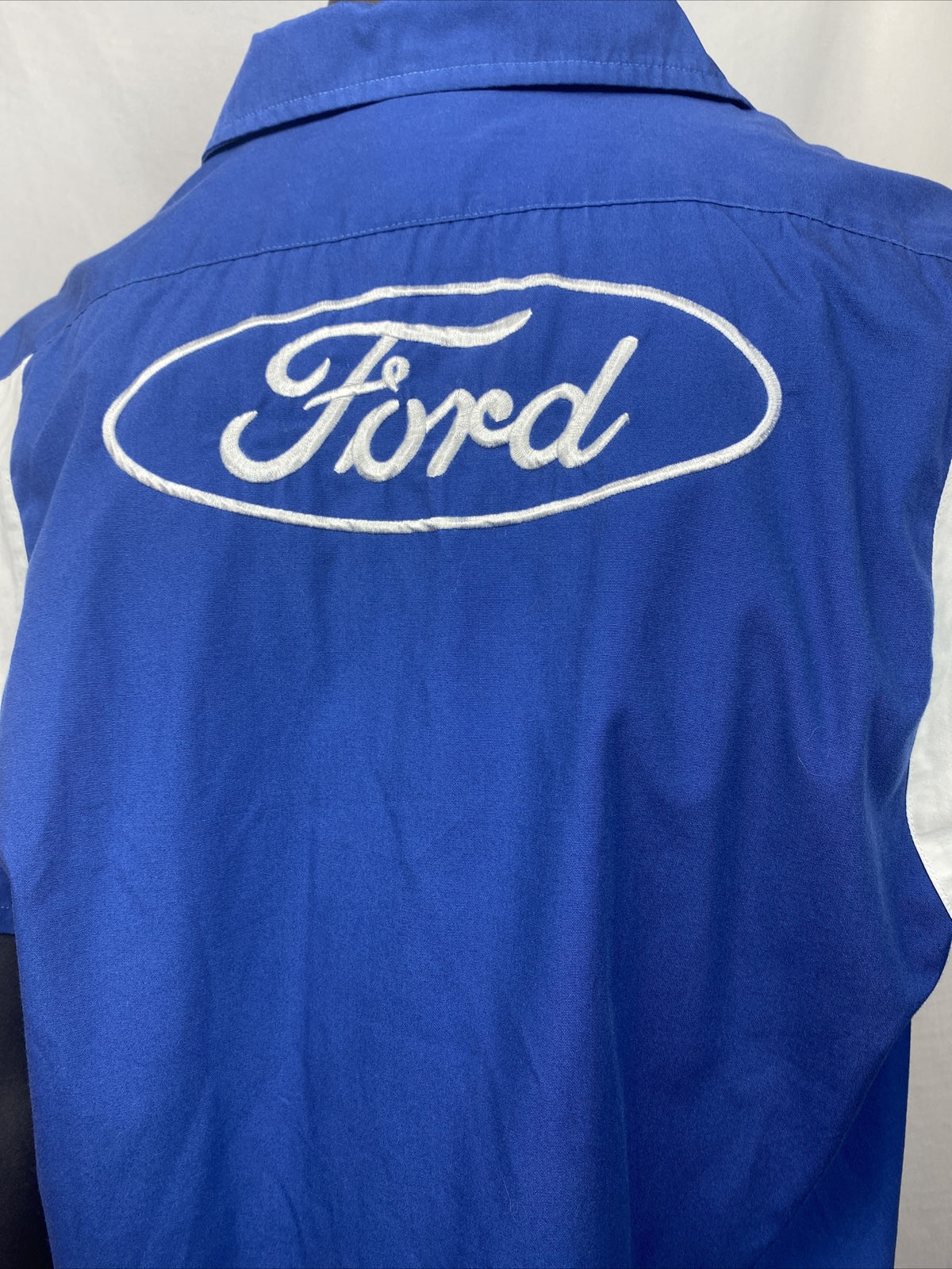 Ford Blue Embroidered Short Sleeve Shirt Size XL In OK Condition F178