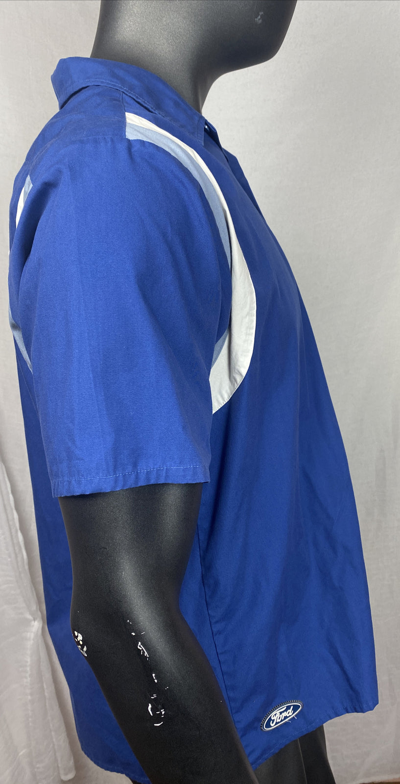 Ford Blue Embroidered Short Sleeve Shirt Size XL In OK Condition F178