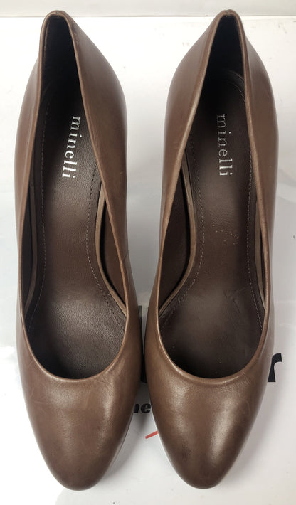 F182 Minelli Brown High Heels Shoes Size EU 41 In Good Condition