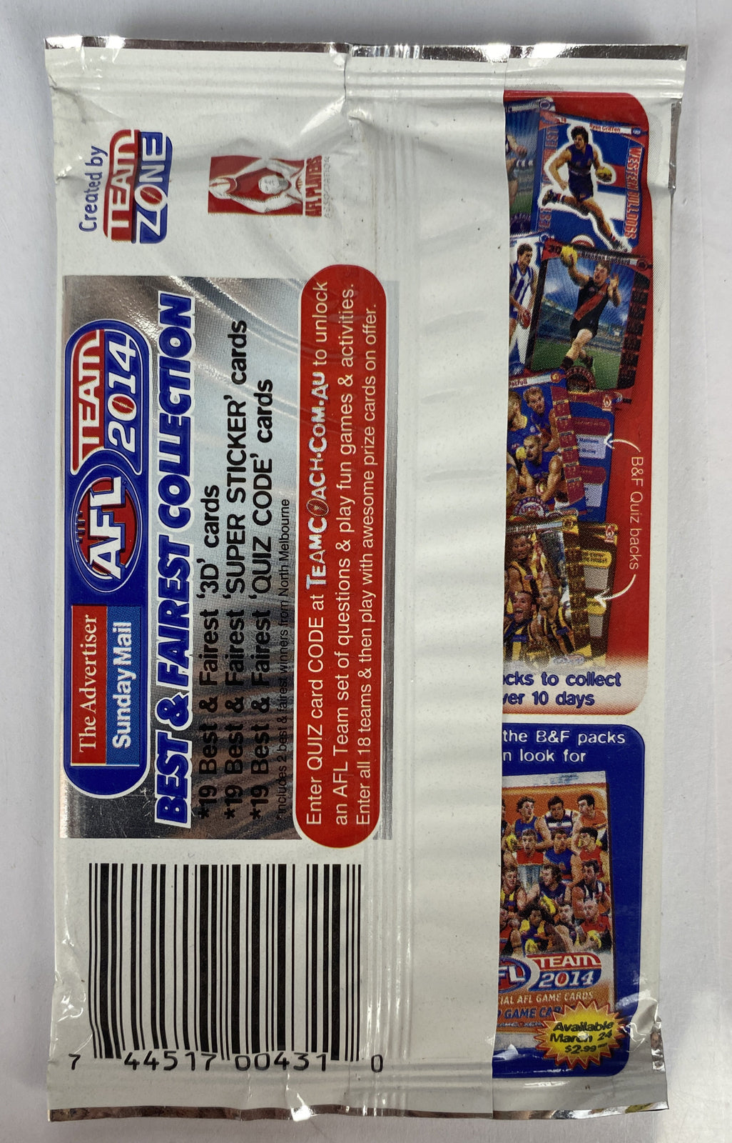 M521 AFL Team 2014 Best & Fairest Collection Game Cards Brand New Sealed