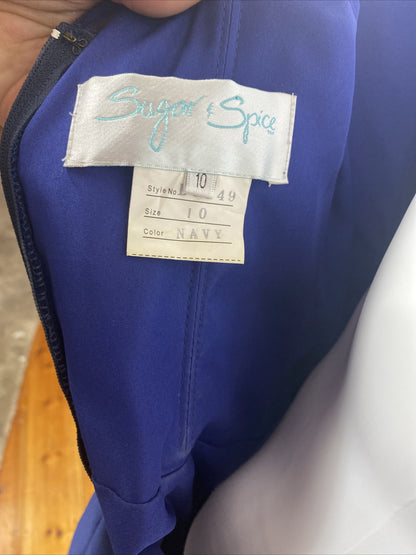 Sugar & Spice Navy Formal Party Wedding Dress Size 10 In Good Condition F196