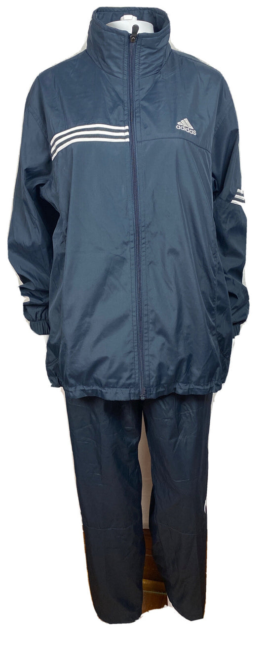 Adidas Kids Blue Two Piece Track Suit -Jacket & Pants Size 12/13 In VGC F397/396