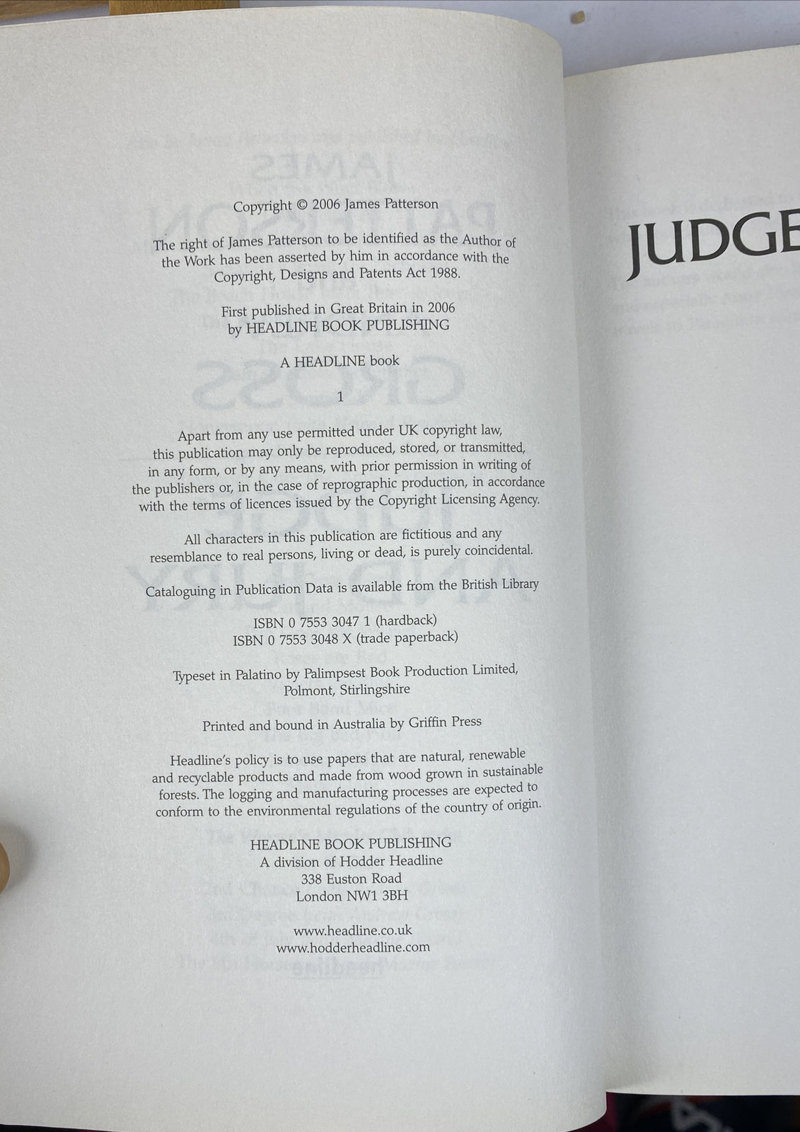Judge & Jury James Patterson Novel In OK Condition